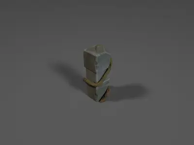 Low-poly stylized stone obelisk with root or vine Low-poly 3D model