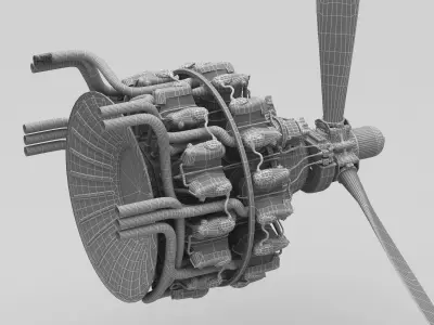 Radial engine R 2000 3D model