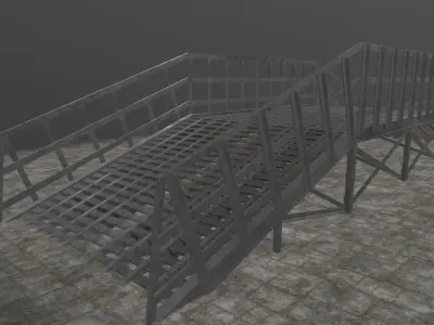 Estacade metal ramp Low-poly 3D model