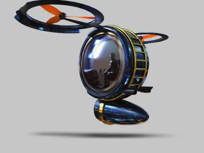Spaceship hovercraft flying in sky 3D model