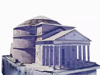 The Pantheon paper temple of person Low-poly 3D model