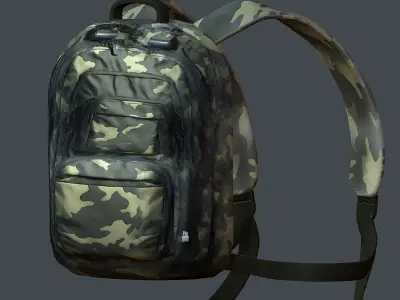 Backpack Camping Generic military human bag storqge Low-poly 3D model