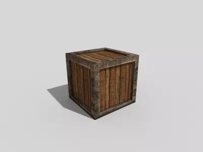 low poly wooden box Low-poly 3D model