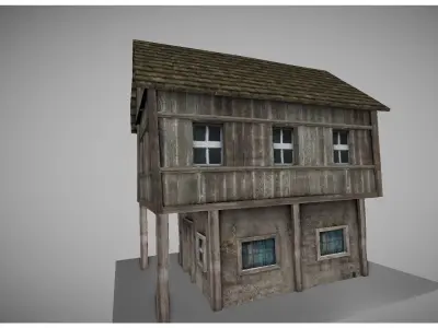 low poly medeival house Low-poly 3D model