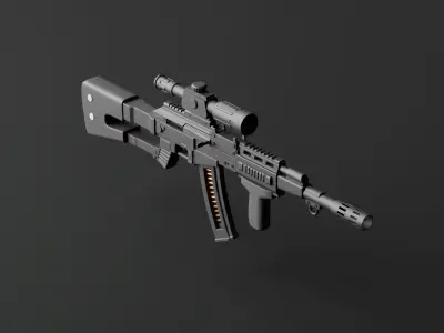 Assault Rifle Gun Low-poly 3D model