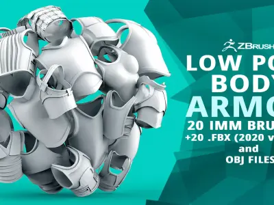 20 Low poly medieval fantasy body armor base mesh IMM brush 3D model