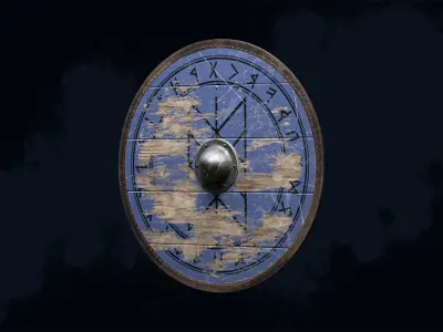 Viking shield 6 - War-Torn Low-poly 3D model