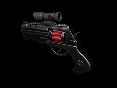 Futuristic revolver Low-poly 3D model