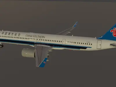 China southern airbus a321neo low poly model with cockpit Low-poly 3D model