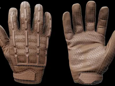 Tactical Gloves 024 Low-poly 3D model
