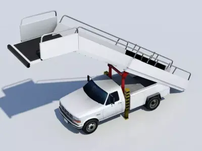 F350 ford Stair truck AIrport Ground Support Low Poly Low-poly 3D model