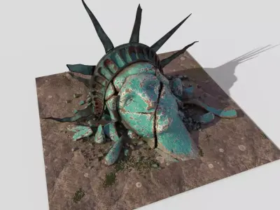 Broken Down Statue Of Libertys Head 3D model