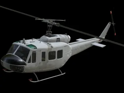 Civilian and Medical UH-1H huey Low-poly 3D model