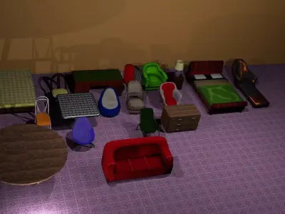 Low poly furniture chair 3D model