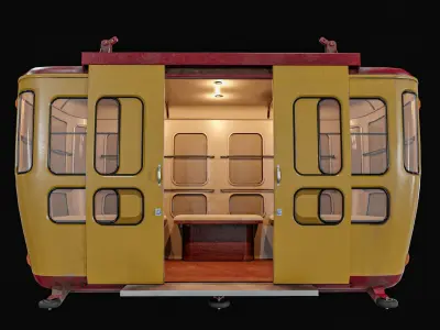 Vintage Cable Car Low-poly 3D model