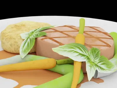 Tenderloin With Vegetables 3D model