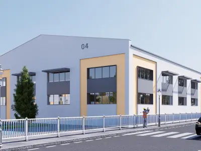 warehouse and office Low-poly 3D model