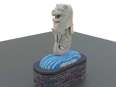 Merlion  LIONFISH Singapore Low-poly 3D model