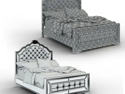 Birlanny Silver Queen Upholstered Panel Bed 3D model