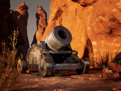 Game-Ready Mortar cannon Low-poly 3D model