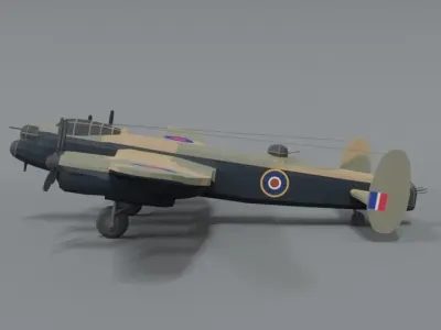 Low Poly Cartoon Avro Lancaster WWII Airplane Low-poly 3D model