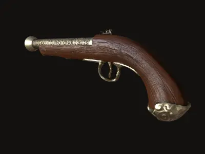 Pistol Flintlock Low-poly 3D model