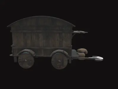 Medieval Carriage V15 Low-poly 3D model