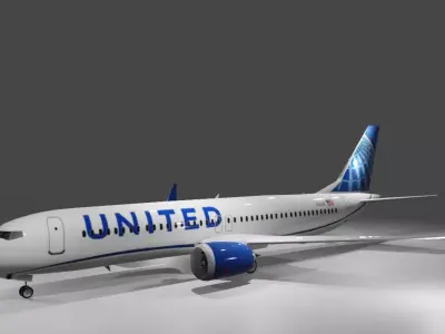 United airlines Boeing 737 max 8 3d model with cockpit Low-poly 3D model