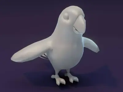 Cartoon Ara Parrot Rigged Base Mesh 3D Model Low-poly 3D model