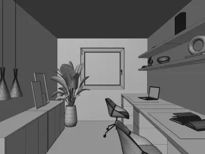 Home Office for 2 with Decoration Free 3D model