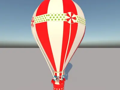 balloon 3D model hot air with stripes 3D model