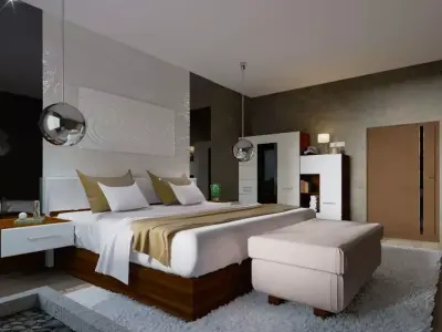 bedroom modern with furniture Free 3D model