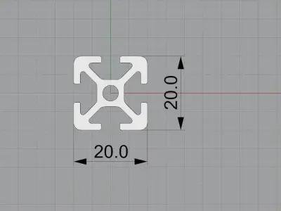 Bosch 20x20 mm groove 5 hires aluminum profil 3D model