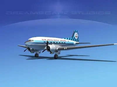 Douglas DC-3 KLM Royal Dutch 3D model