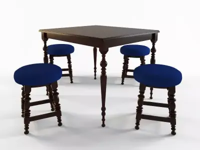 bar table and chairs 3D model