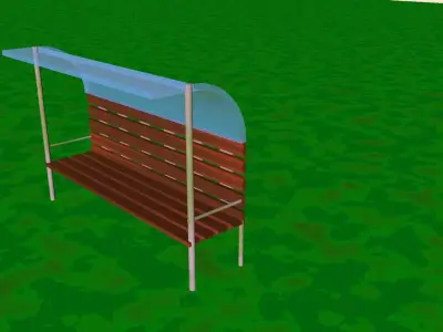 Bench park with glass canopy 3D model