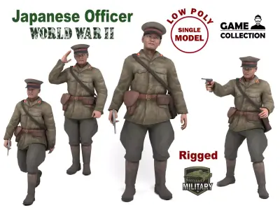 Japanese Officer Low-poly 3D model