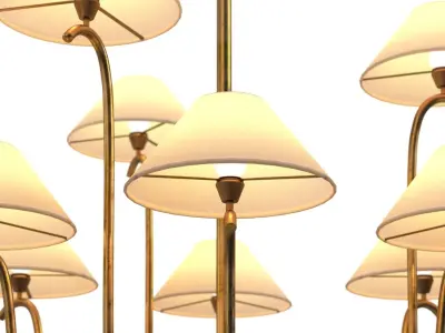 Large Jet Deau Five arm Wall Light In The Style Of Jean Royere 3D model