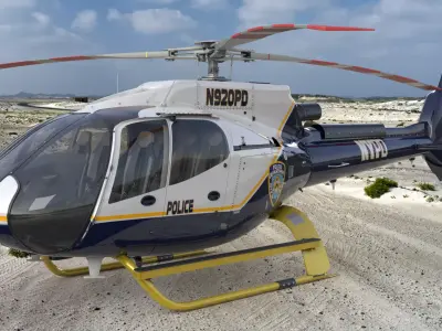 Airbus H130 Police High Detail 3ds max Vray 3D model