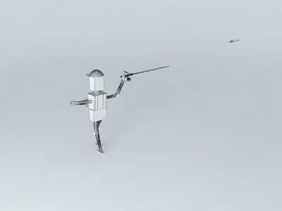 Fisherbot robot holding fishing pole Free 3D model