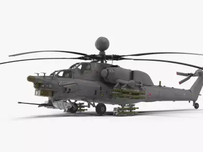 Mi-28N Gray Low-poly 3D model