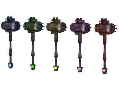 a set of cutting weapons - Sledgehammer Low-poly 3D model