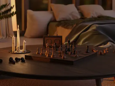 Wood chess Free low-poly 3D model