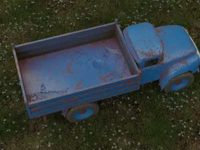 Zil-130 old rusty truck in grass Free 3D model