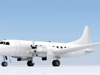 Convair 580 Propliner Low Poly Static Boneyard Model Low-poly 3D model