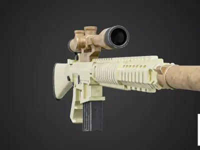 Desert Sniper Rifle  Realistic Low Poly 3D Model PBR Textures Low-poly 3D model