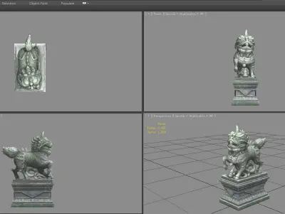 kylin Sculpture - chinese unicorn statue Low-poly 3D model