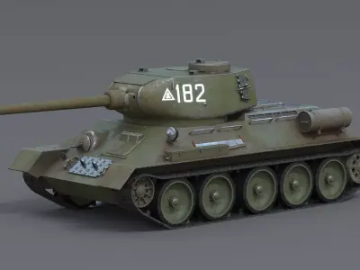 T-34-85 soviet ww2 tank 3D model