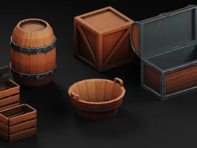 Prop Set 1 Low-Poly Stylized - Container Free low-poly 3D model