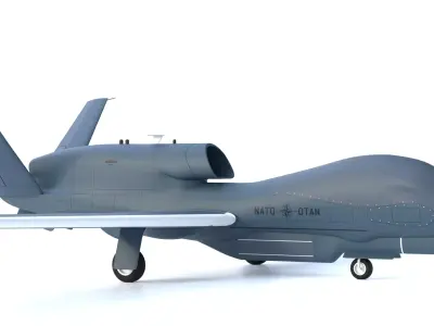 NORTHROP GRUMMAN RQ4D GROUND SURVEILLANCE - AGS NATO GLOBALHAWK- Low-poly 3D model
